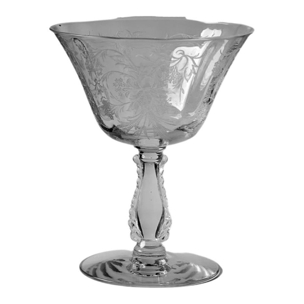 Heather by FOSTORIA Etched Crystal Low Sherbet Glass 5”